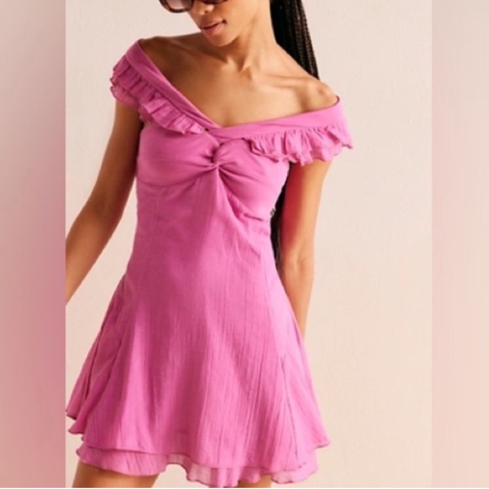 Free People For the Flirt Convertible Mini Dress Pink Small